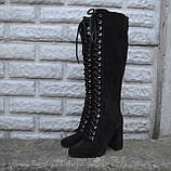 Замшеві чоботи зі шнурівкою на підборах, фото 4