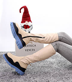 Жіночі зимові бежеві Черевики Bottega Veneta