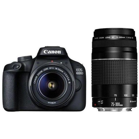 Фотоапарат Canon EOS 4000D kit 18-55 DC III + 75-300mm / на складі, фото 1