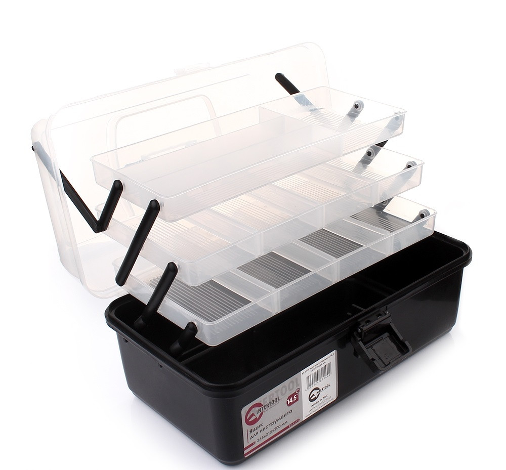 Ящик інструментальний 14,5" 365х215х200 мм розкладний 3 яруси, фото 1
