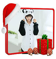 Пижама кигуруми Панда черно белая плюшевый, киугурми для мужчин и женщин, парней и девушек S, M, L, XL