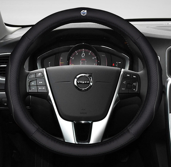 Чохол оплетка на кермо шкіряний для автомобіля з логотипом Volvo натуральна шкіра, фото 1