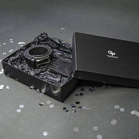 Подарунковий набір Grande Pelle: зажим для купюр+ремінь+брелок, чорний