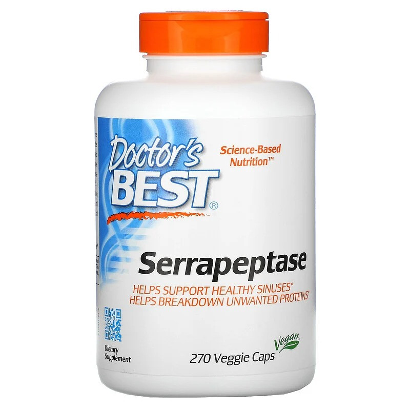 Doctor's s Best, Серрапептаза, Serrapeptase, 270 вегетаріанських капсул