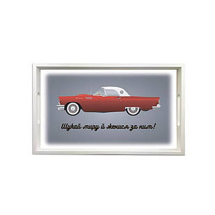 Піднос білий Шукай миру 50х30 см хрп1120бу