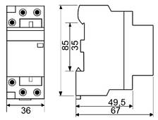Контактор модульний КМ-2-40-20 63А 1НО+1НЗ, фото 2