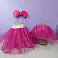 Костюм новорічний Міккі Маус 1-8 років спідниця фатинова та обруч 1 шт малиновий, фото 2