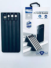 Power Bank 20000 mAh Цифровий дисплей 4 шнури зарядки Чорний, фото 4