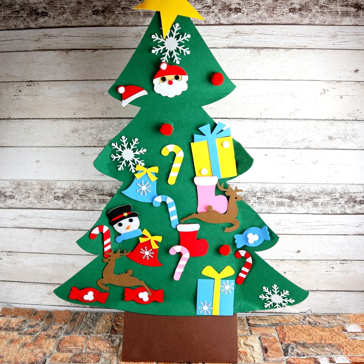 Новогодняя елка из фетра на стену с игрушками на липучках (Настоящие ...