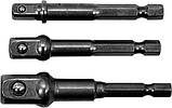 Набір Перехідників Для Головок на Шуруповерт 1/4", 3/8", 1/2" - 3 шт YATO (YT-04685), фото 3
