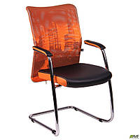 Кресло Аэро CF хром сиденье Сетка черная, Zeus 045 Orange/спинка Сетка оранж-Skyline