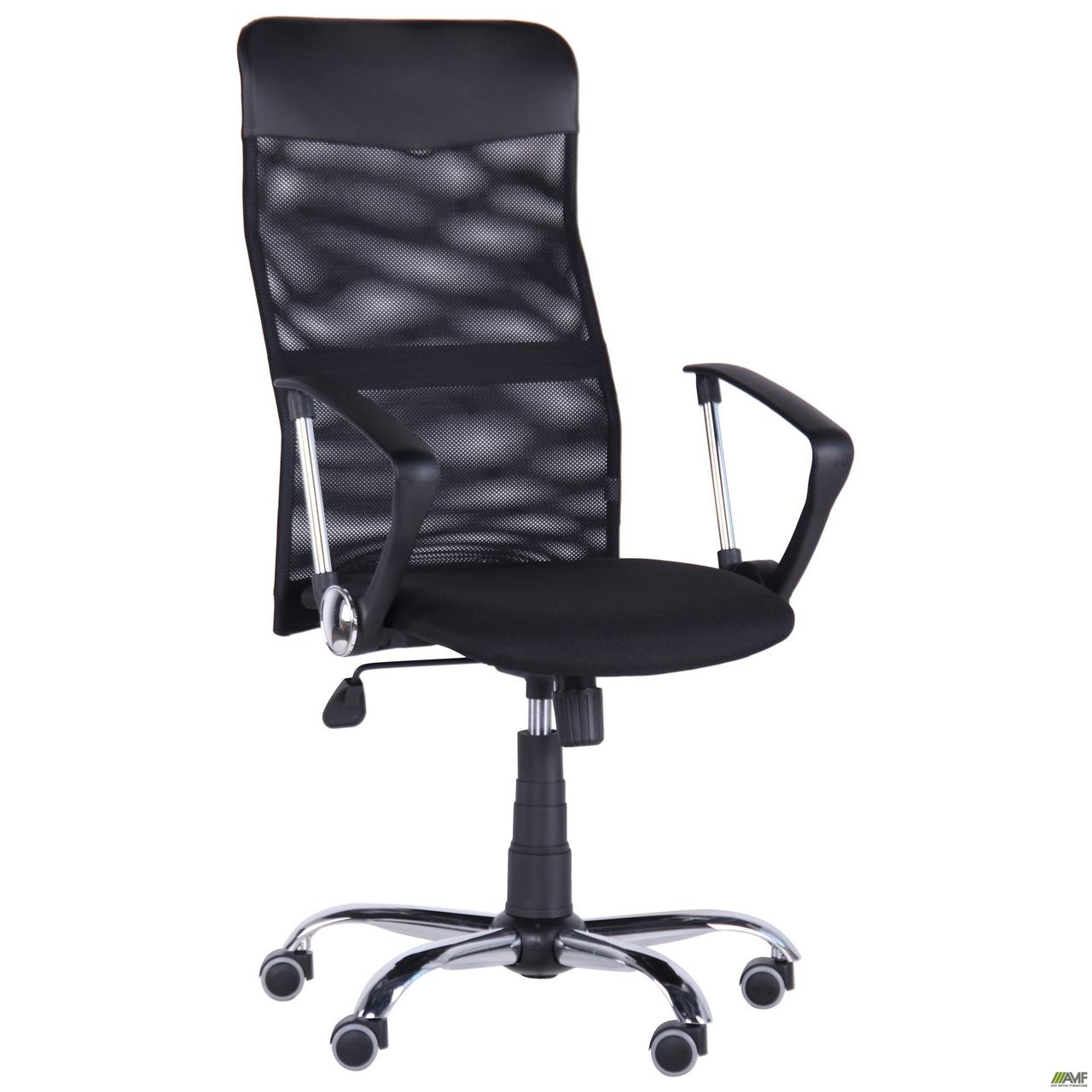 Кресло Ultra Хром сиденье А-1/спинка Сетка черная, вставка Скаден черный - фото 2 - id-p1528108818