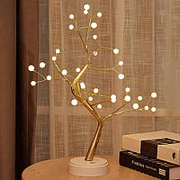 Светодиодное мини дерево 50см, НАСТОЛЬНЫЙ декоративный ночник Светящееся дерево теплый белый желтый