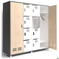 Шафа LOCKER (1850х550х1827) Антрацит/Фанера/Білий супермат/Опора Сигма чорний графіт