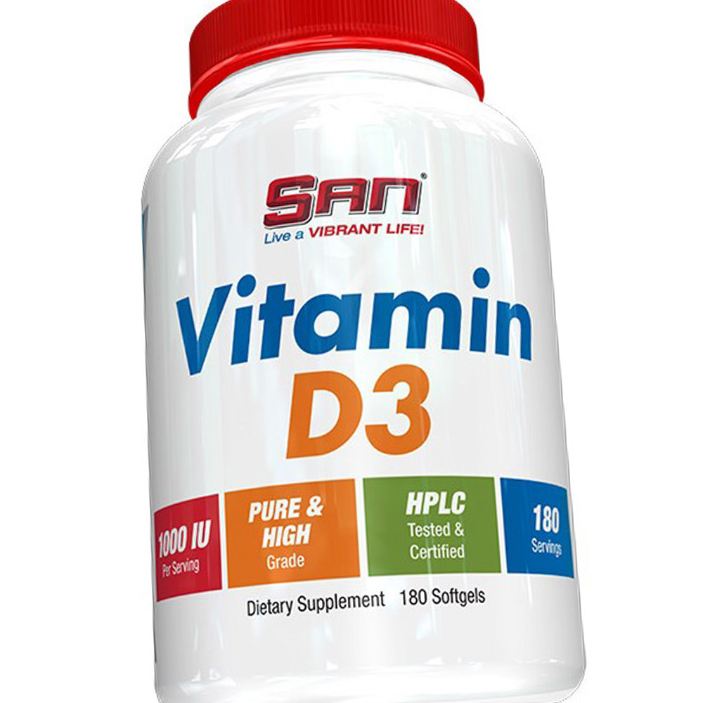 Вітамін Д 1000 SAN Vitamin D3 1000 IU 180 гельових капсул, фото 1