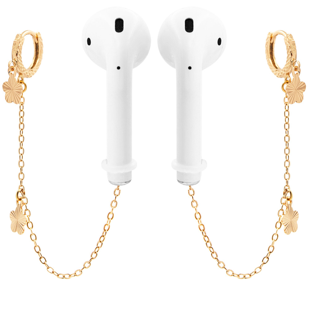 Сережки-тримачі для навушників airpods, лимонна позолота з застібкою гачок