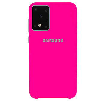 Чохол Silicone case для Samsung Premium S20 Ultra Shiny Pink (21) яскраво рожевий