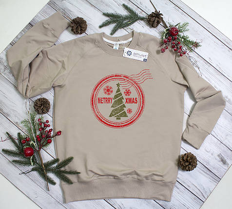 Світшот жіночий новорічний із малюнком "METRRY XMAS", фото 2