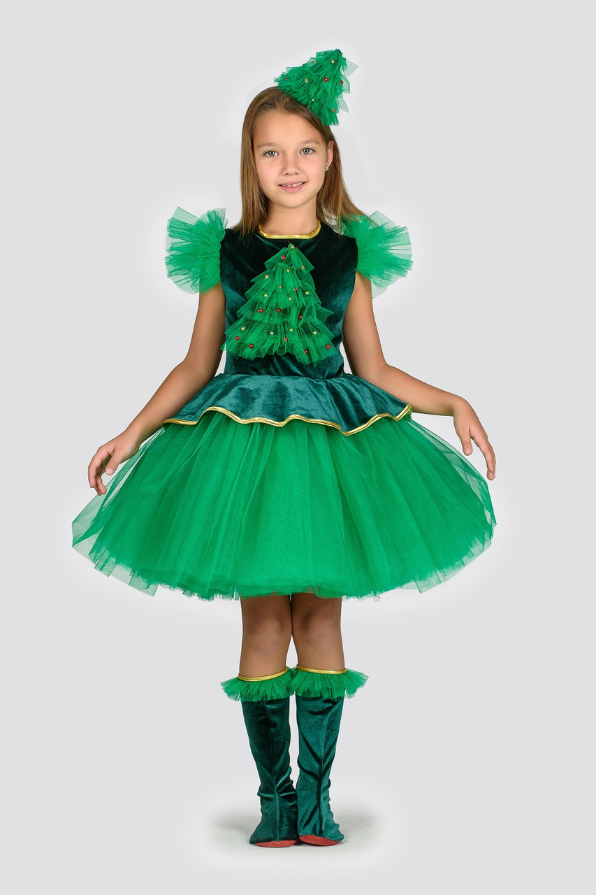 Дитячий карнавальний костюм Ялинка оксамитова на зріст 9116-122 см
