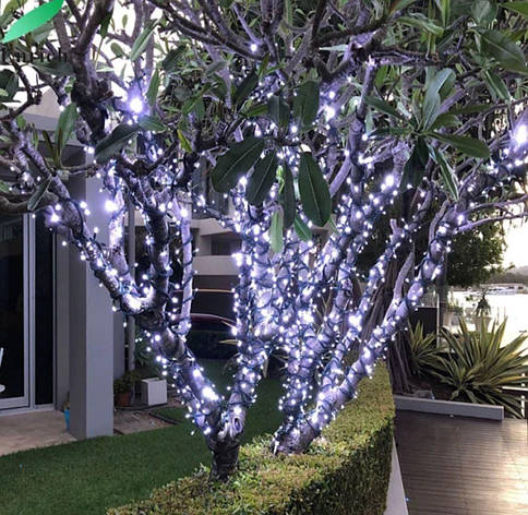 Гірлянда вулична Нитка 10 м біла, чорний дріт LED, фото 3