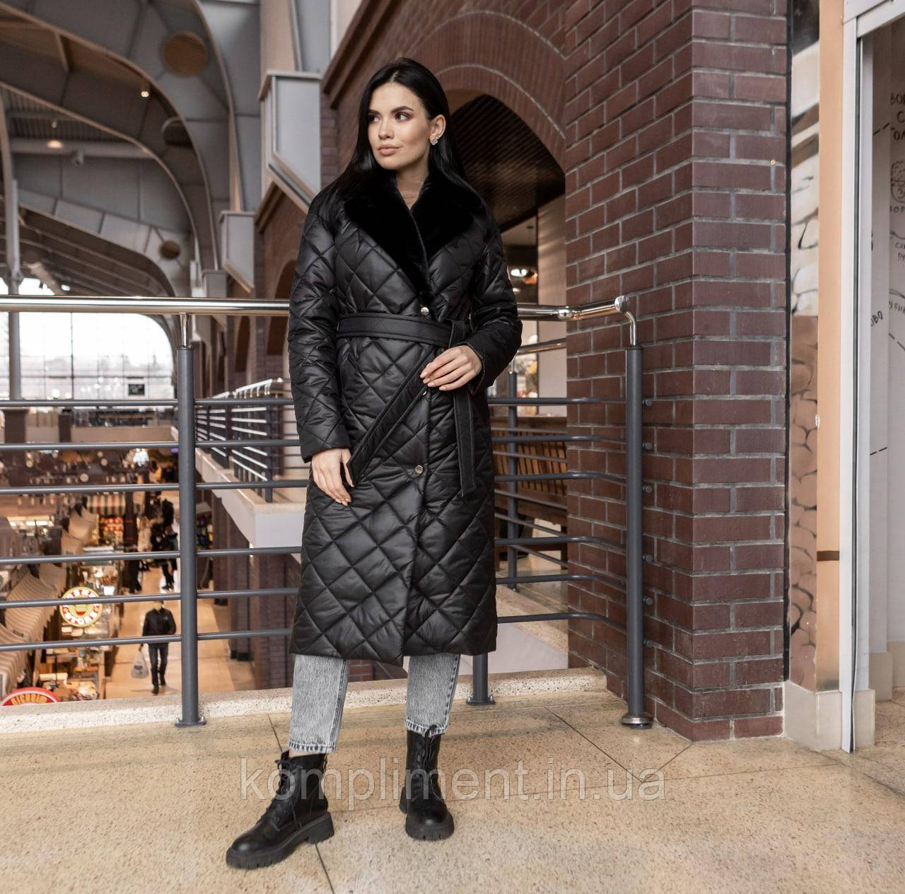 Модне молодіжне жіноче стьобане пальто "Стокгольм", чорний, фото 1