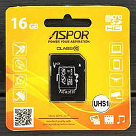 Карта пам`яті Aspor MicroSDHC 16GB UHS-I (Class 10) + SD adapter