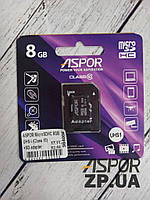 Карта пам`яті Aspor MicroSDHC 8GB UHS-I (Class 10) + SD adapter