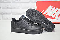 Кожаные черные кроссовки Nike air force унисекс