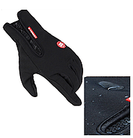 Ветрозащитные спортивные сенсорные перчатки велоперчатки велосипедные (для бега) b-forest Черный Л