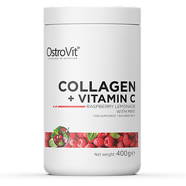 Collagen + Vitamin C OstroVit 400 г Малиновий лимонад з м'ятою