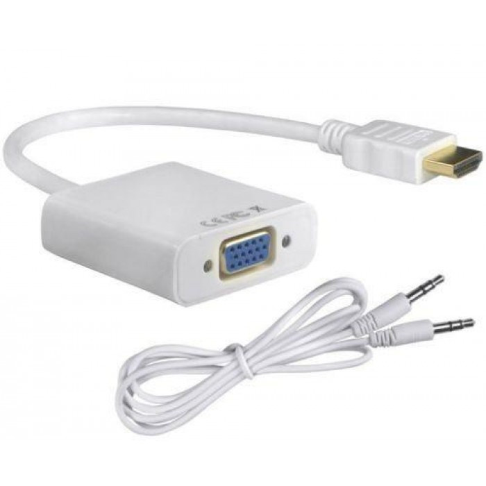 Конвертер видеосигнала HDMI to VGA + аудио Белый - фото 1 - id-p1528215621