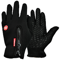 Ветрозащитные спортивные сенсорные перчатки велоперчатки велосипедные (для бега) b-forest black L