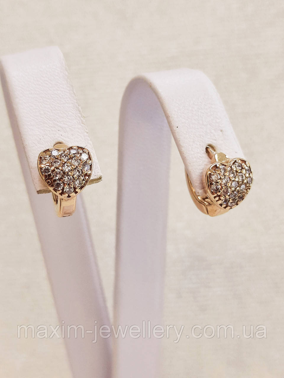 Сережки в червоному золоті з цирконієм, фото 1