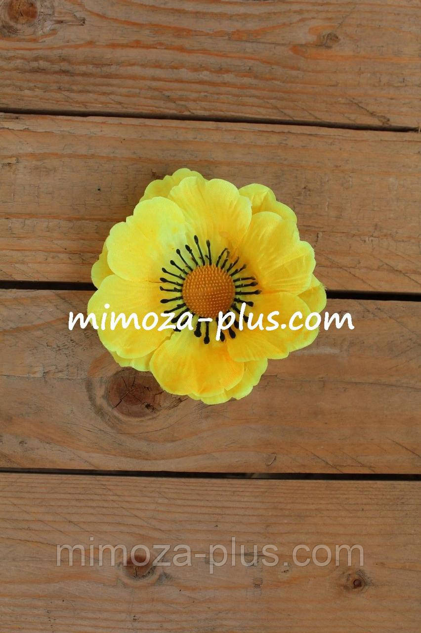 Штучні квіти — Мак, насадка Ø 12 см Жовтий