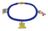Браслет Xuping Позолота 18K "Синий шнур с подвесками" застежка магнит, размер 19см х 4мм