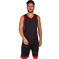 Форма баскетбольная мужская спортивная Lingo LD-8017 черный-красный 4XL (рост 180-185)