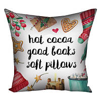 Подушка габардинова з принтом Hot cocoa good books soft pillows 30x30 (3P_22NG057)