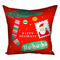 Подушка габардинова з принтом Happy holidays ho-ho-ho 30x30 (3P_22NG053)