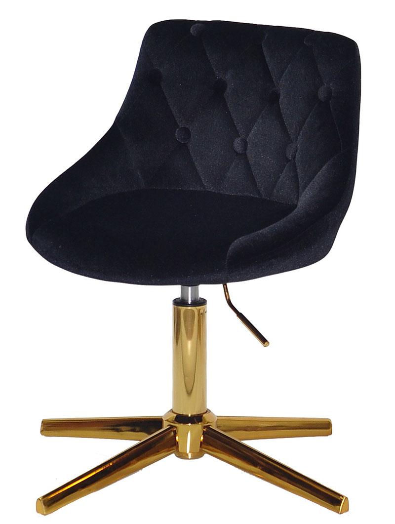 Стул для Мастера Парикмахера в Черном Бархате на Золотой Крестовине со ...