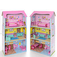 Деревянный домик для кукол MD 2202 3этажа и мебель 92 см высота