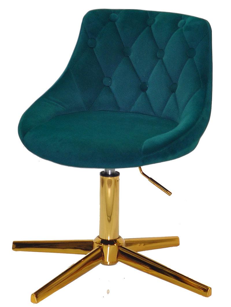 Стілець Foro Button GD-Modern Base зелений 1003 велюр з каретною стяжкою на золотій хрестовині зі стопами, фото 1