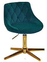 Стілець Foro Button GD-Modern Base зелений 1003 велюр з каретною стяжкою на золотій хрестовині зі стопами, фото 2