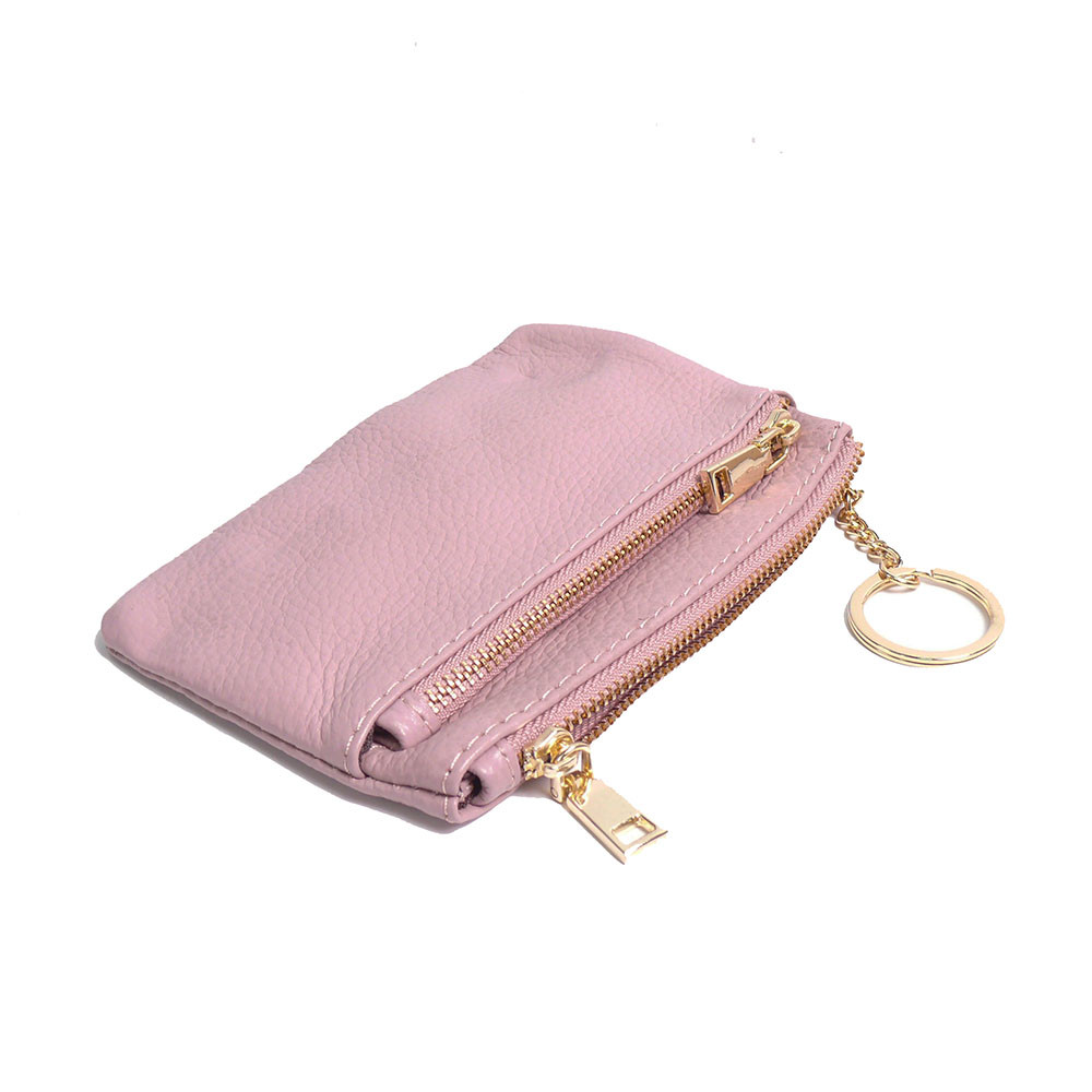 Рожевий маленький гаманець для ключів із натуральної шкіри 0019