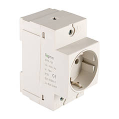 Розетка на DIN-рейку із заземленням SIGMA 16А 250V AC (SPP-16T) крем 56-97-50