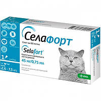 Селафорт Selafort Спот-он для котов весом 2,6-7,5 кг капли на холку, 45 мг/0,75 мл