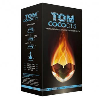 Вугілля кокосовий для кальяну Tom Coco Blue 15*25*25мм 120 жаринок