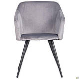Мяке крісло Lynette 830х570х500 мм сірий на чорних ніжках для вітальні спальні кафе-ресторану, фото 3