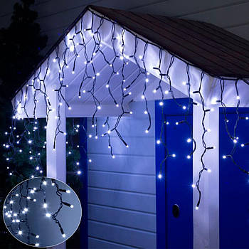 Гірлянда Бахрома від мережі, 5м, 120LED, Біле світіння / Гірлянда зі з'єднанням / Новорічна гірлянда на вікно