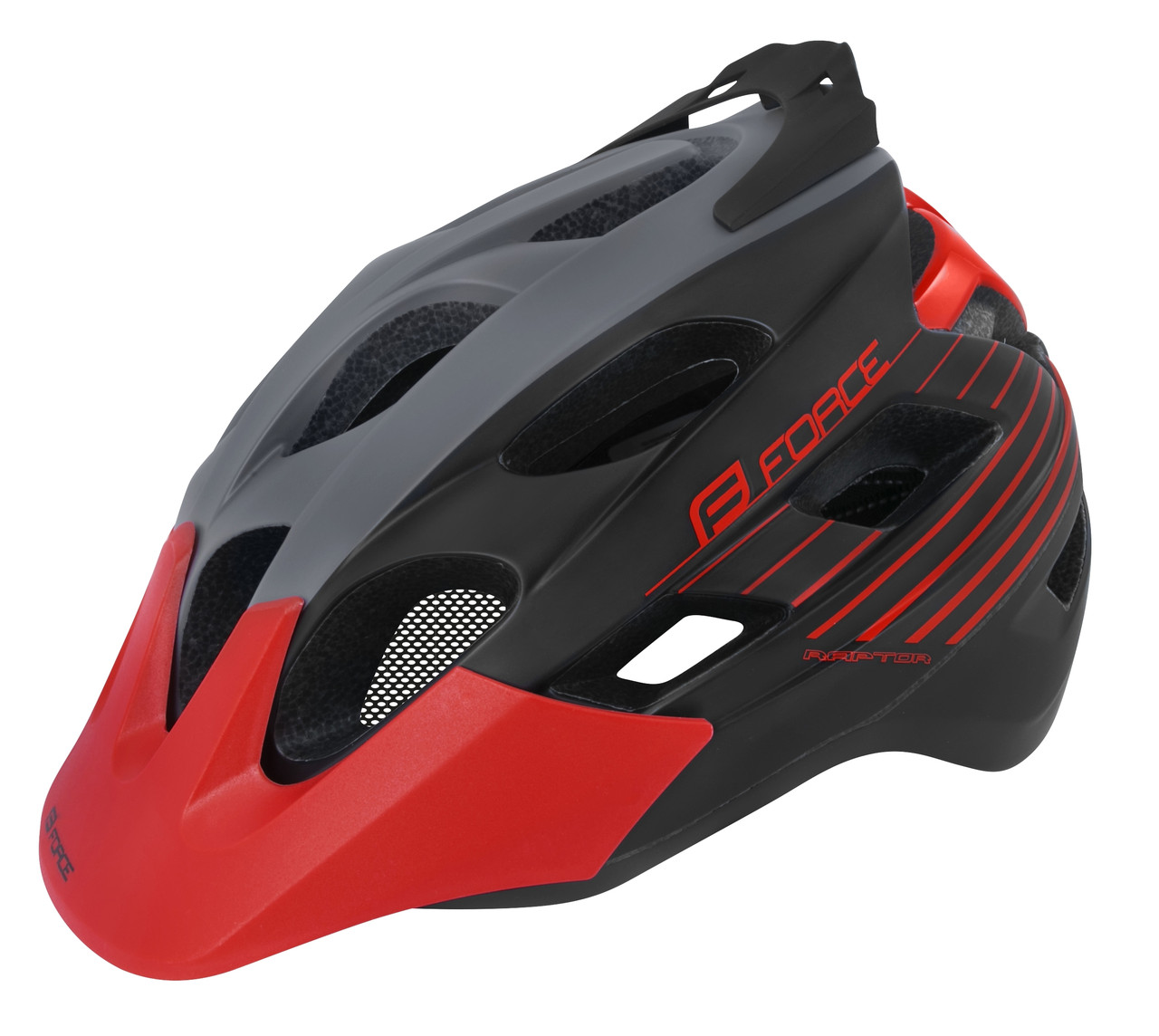 Велошолом FORCE Raptor MTB сіро-червоний L-XL