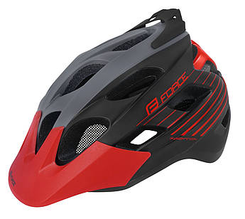 Велошолом FORCE Raptor MTB сіро-червоний L-XL